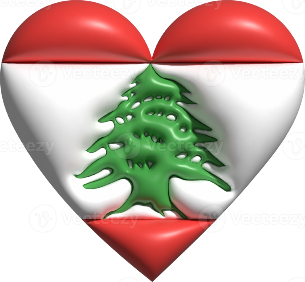 Lebanon flag heart 3D. png