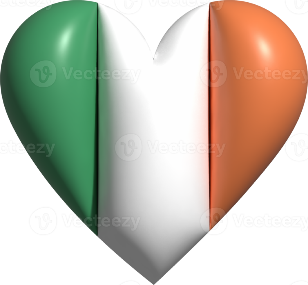 Irlande drapeau cœur 3d. png