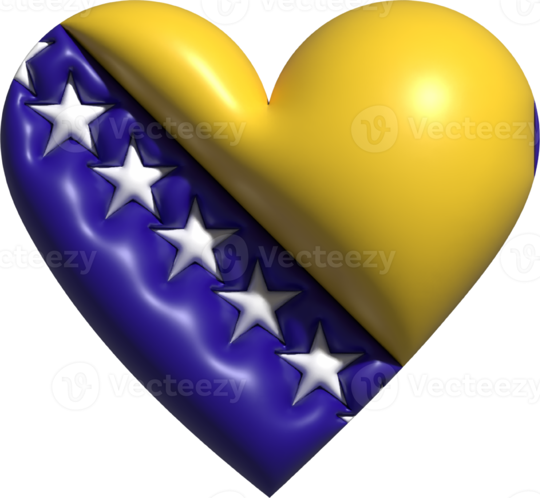 Bósnia e herzegovina bandeira coração 3d. png