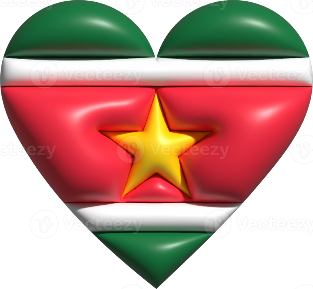 Suriname flag heart 3D. png