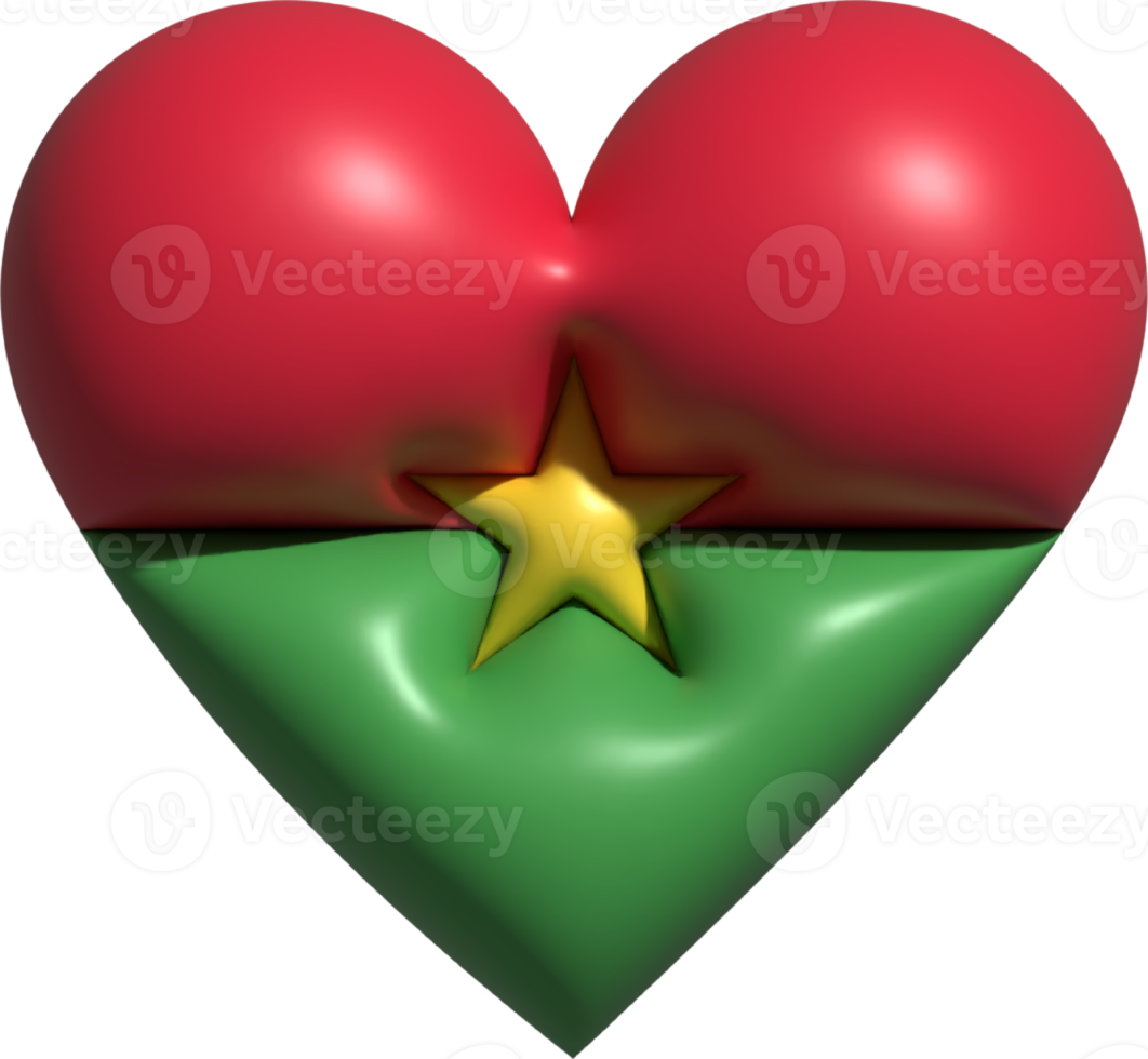 Burkina faso flagga hjärta 3d. png