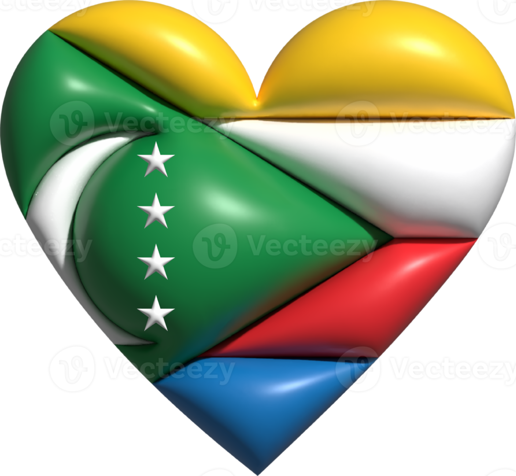 Comoros flag heart 3D. png