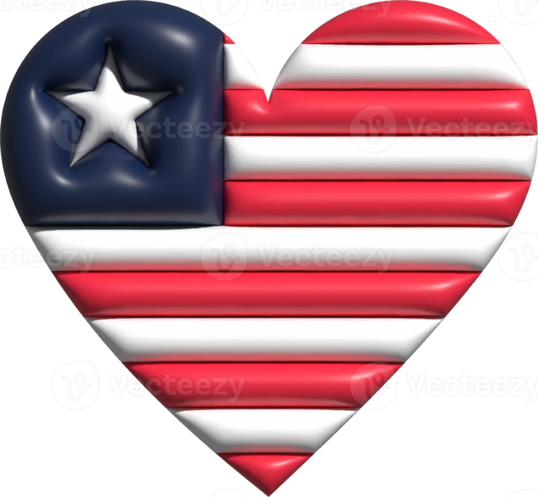 Liberia flag heart 3D. png