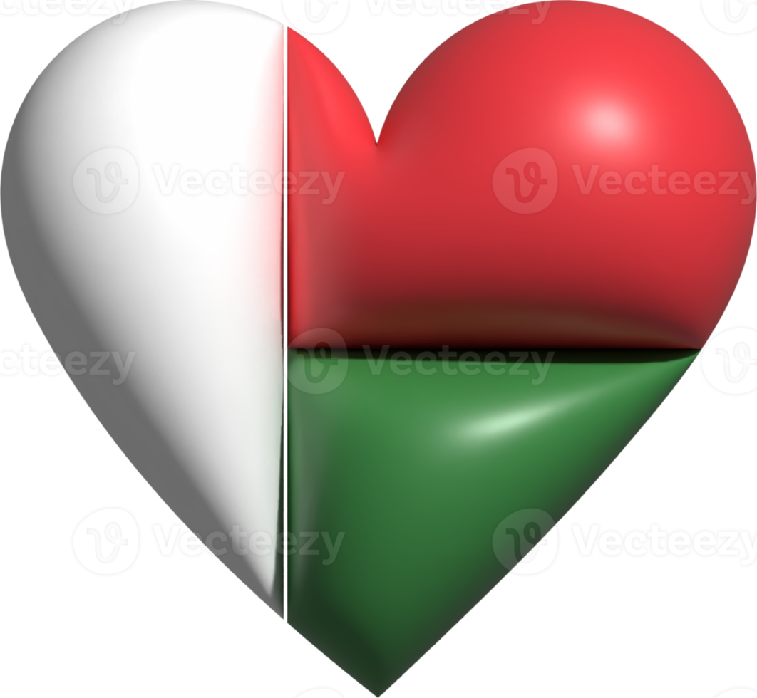 Madagascar flag heart 3D. png