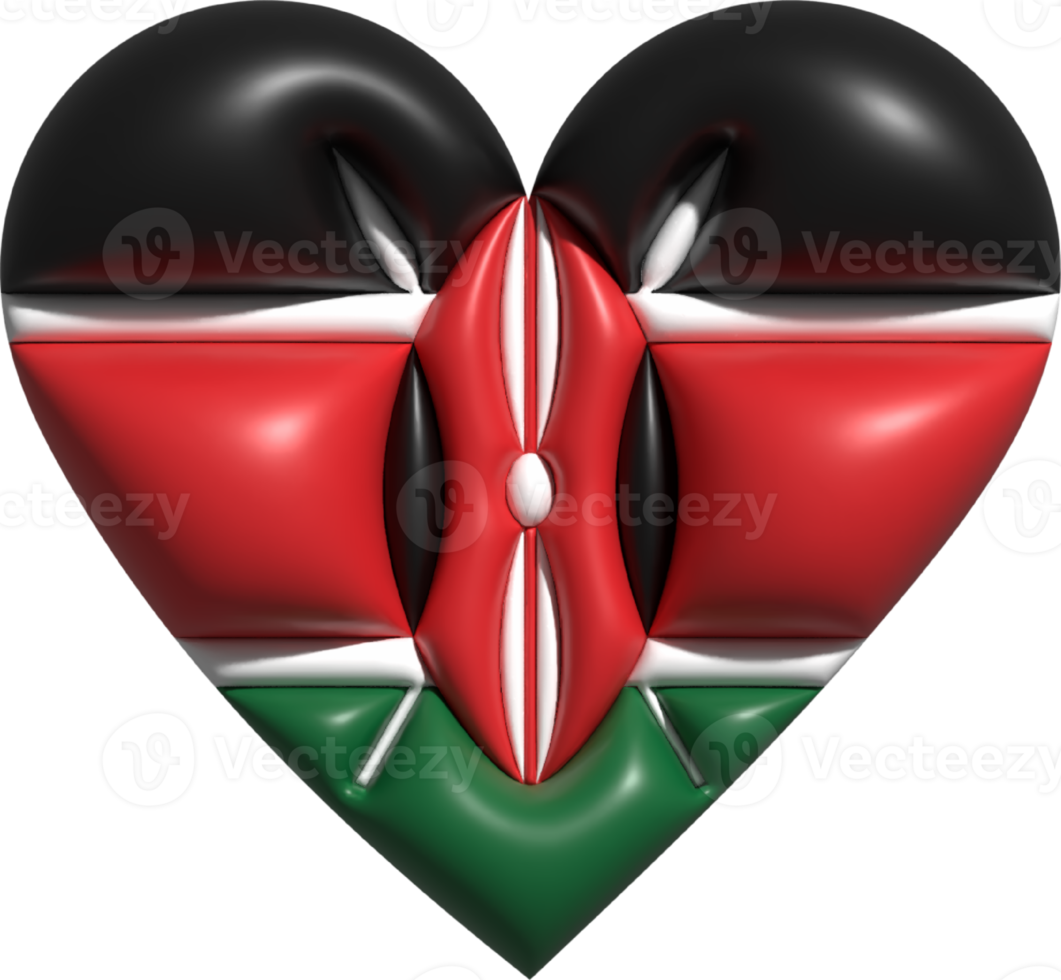 Kenya flag heart 3D. png
