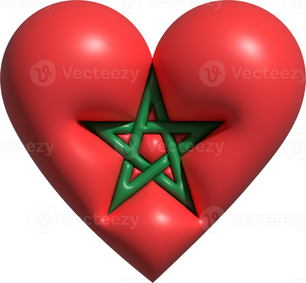 Morocco flag heart 3D. png