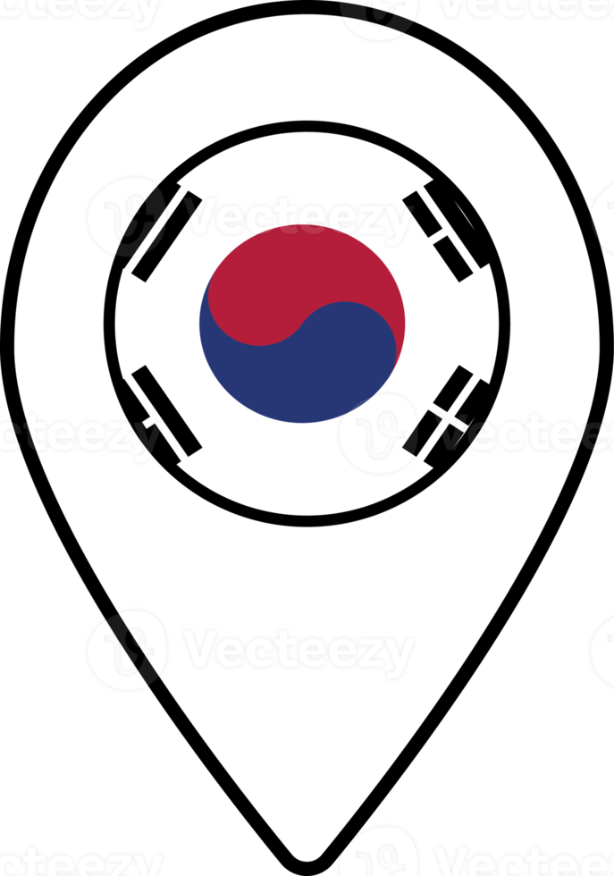 zuiden Korea vlag kaart pin navigatie icoon. png