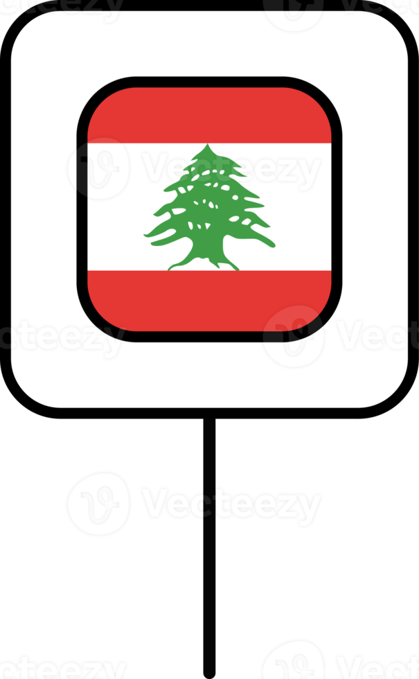 Lebanon flag square pin icon. png