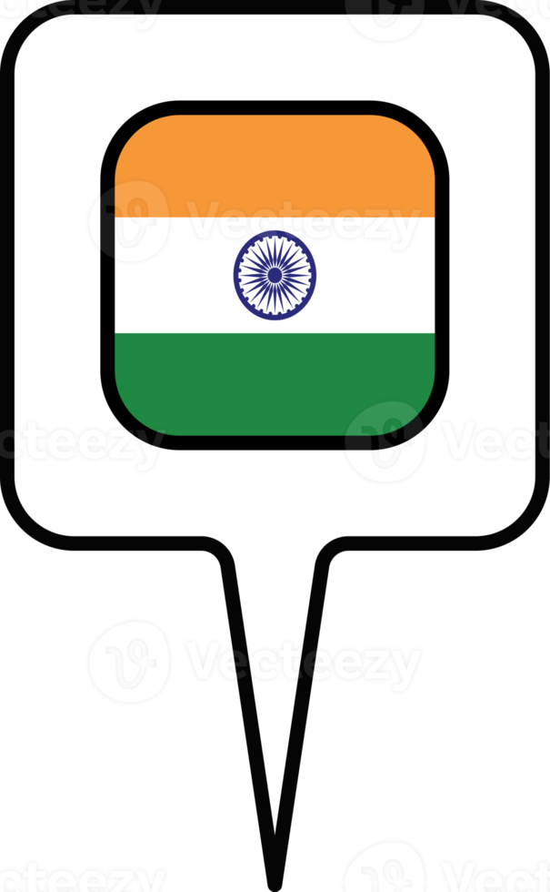 India flag Map pointer icon, square design. png