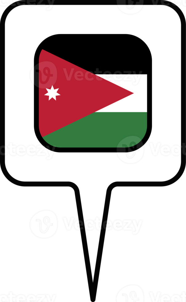 Jordânia bandeira mapa ponteiro ícone, quadrado Projeto. png