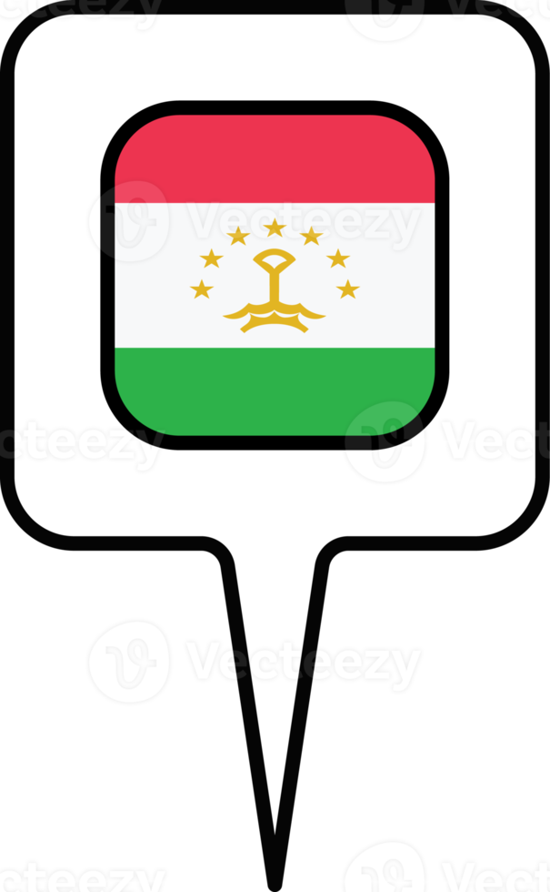 Tajikistan flag Map pointer icon, square design. png