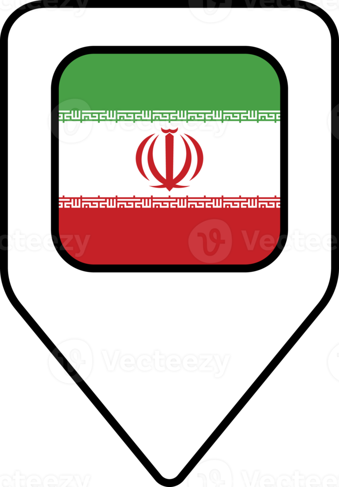 Iran flag map pin navigation icon, square design. png