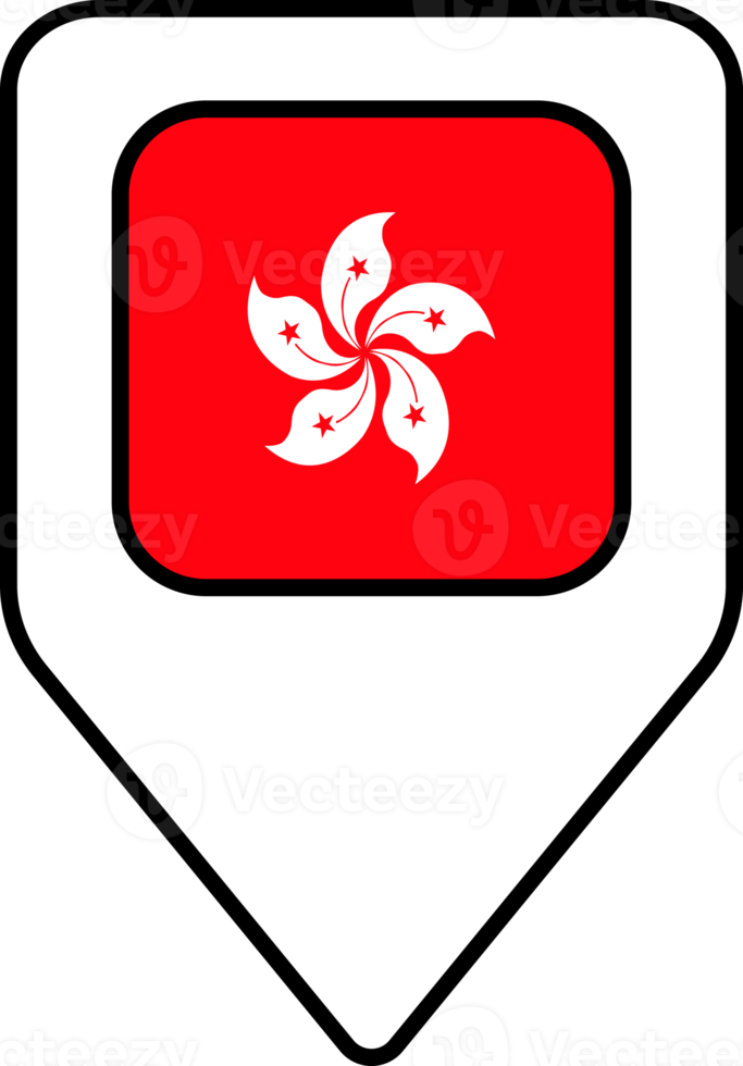 hong kong flagga Karta stift navigering ikon, fyrkant design. png