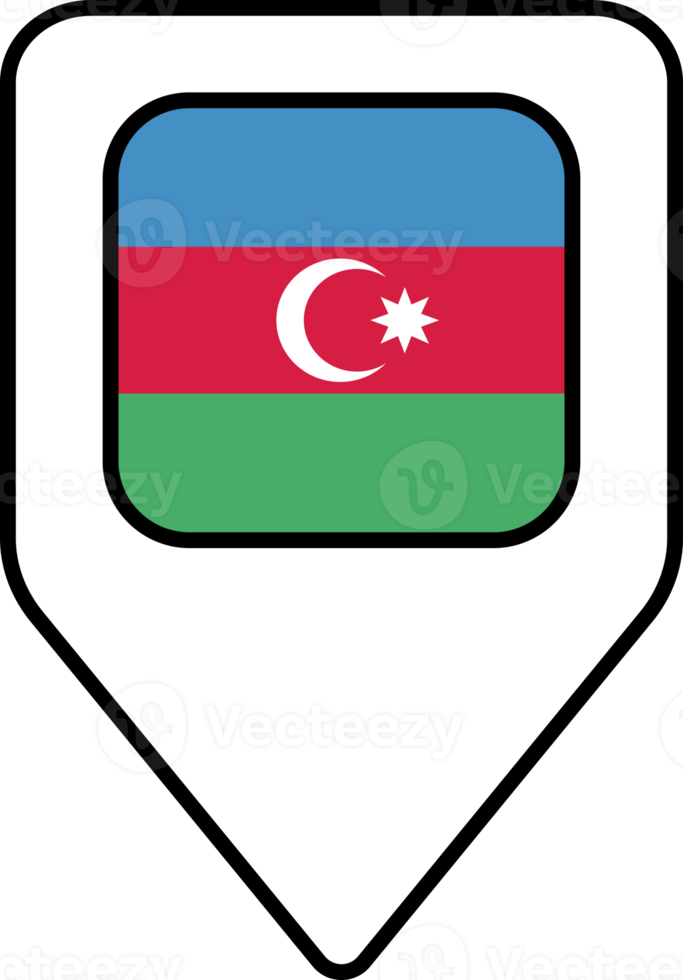 Azerbeidzjan vlag kaart pin navigatie icoon, plein ontwerp. png