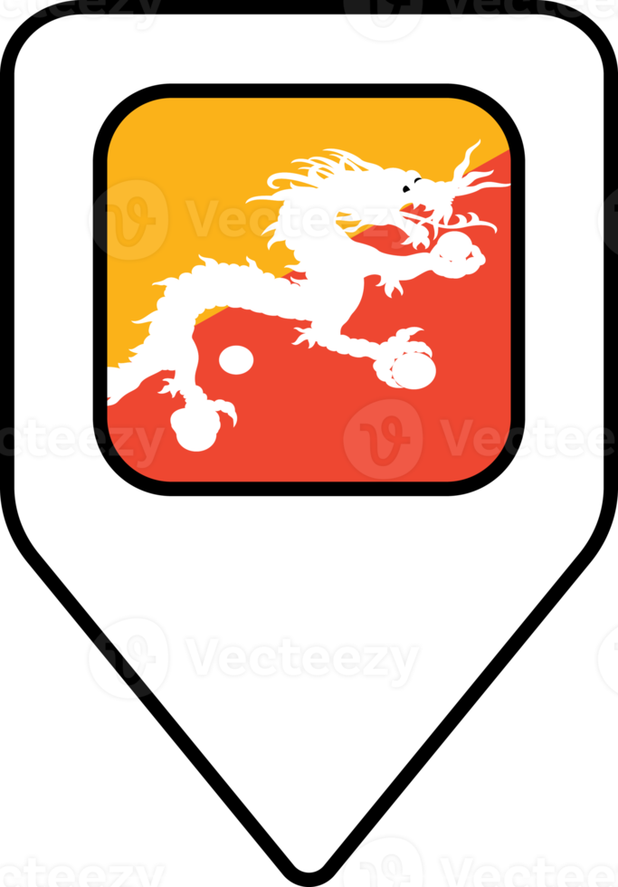 Bhutan Flagge Karte Stift Navigation Symbol, Platz Design. png