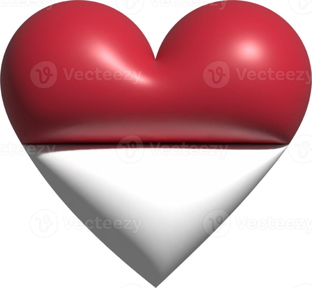 Indonesia flag heart 3D. png