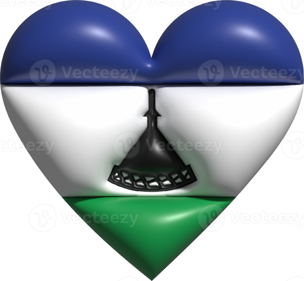 Lesotho flag heart 3D. png