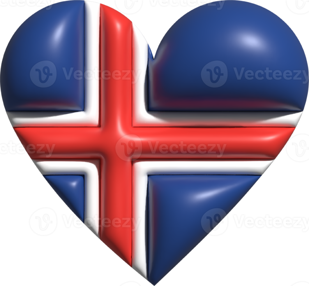 Iceland flag heart 3D. png