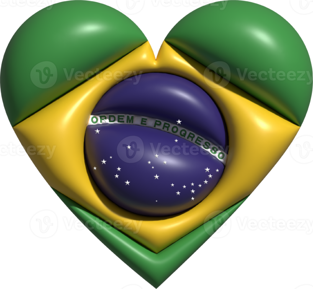 Brazil flag heart 3D. png