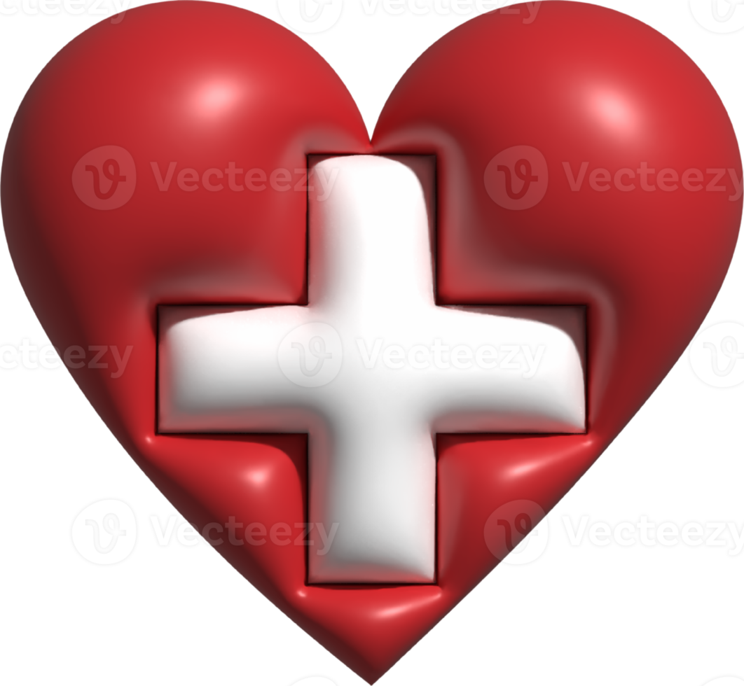 Switzerland flag heart 3D. png