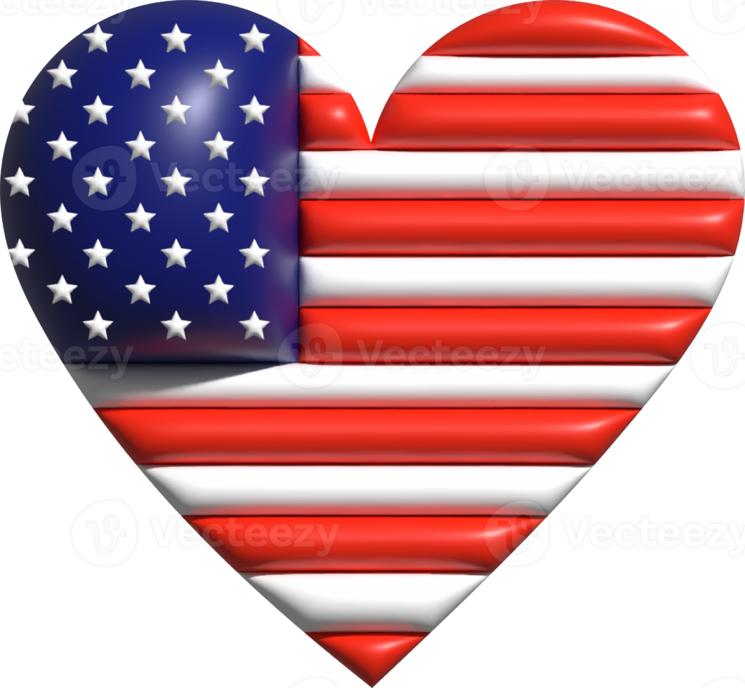 USA flag heart 3D. png