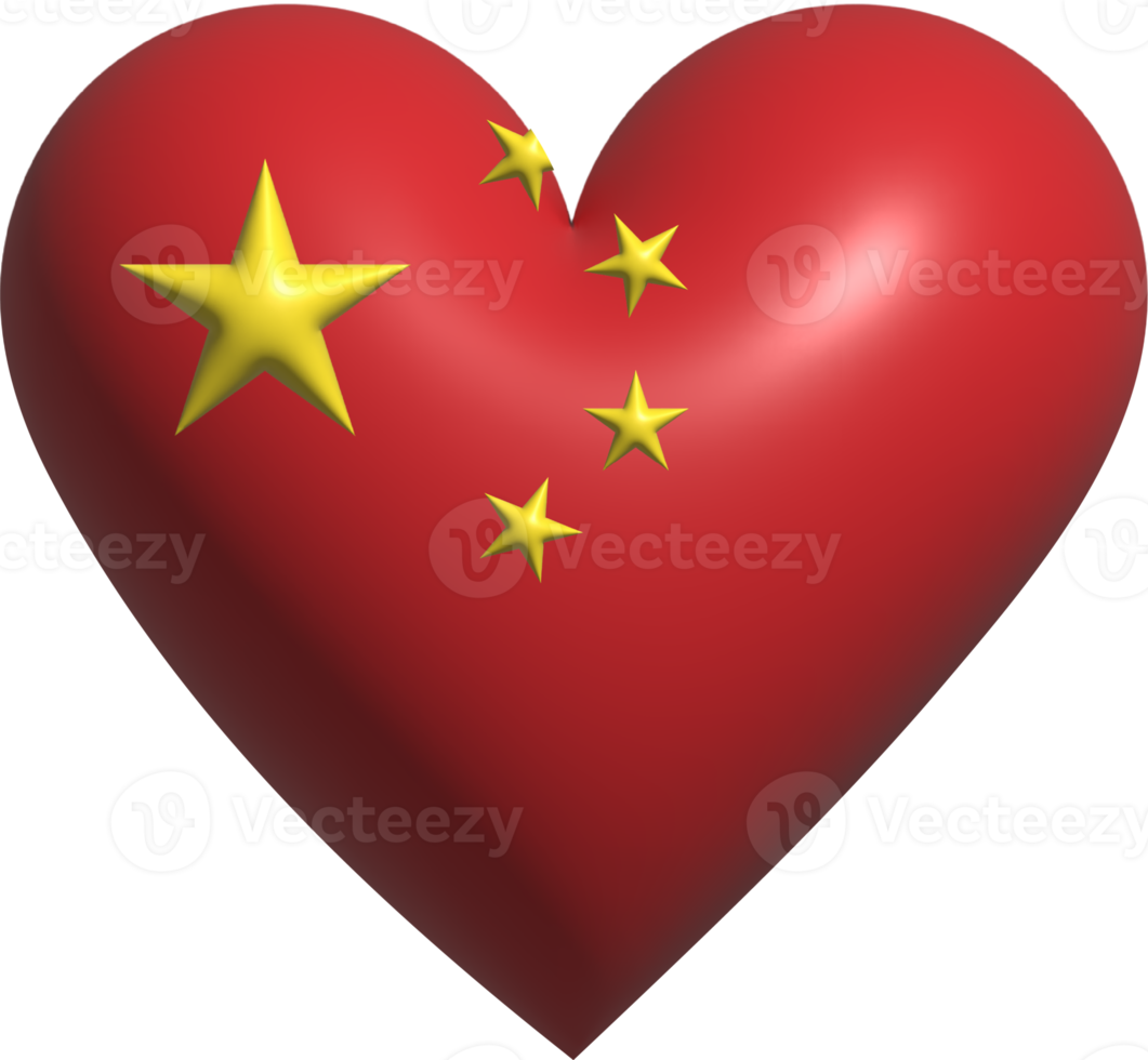 China flag heart 3D. png