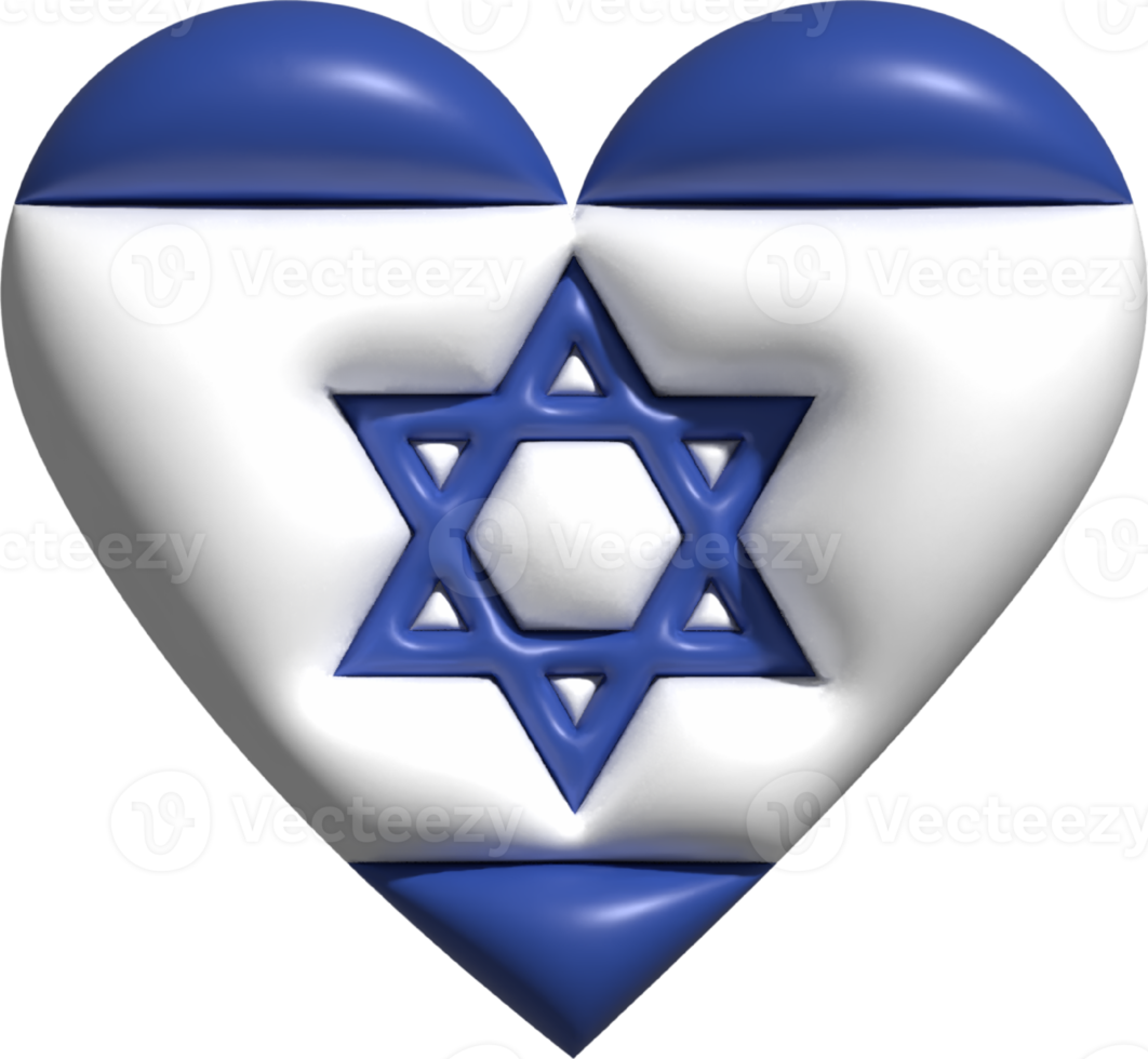 Israel flag heart 3D. png