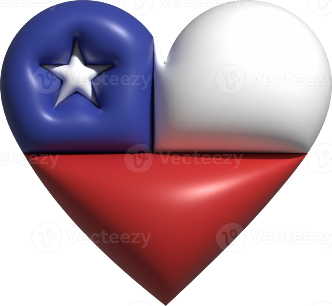 Chile bandeira coração 3d. png