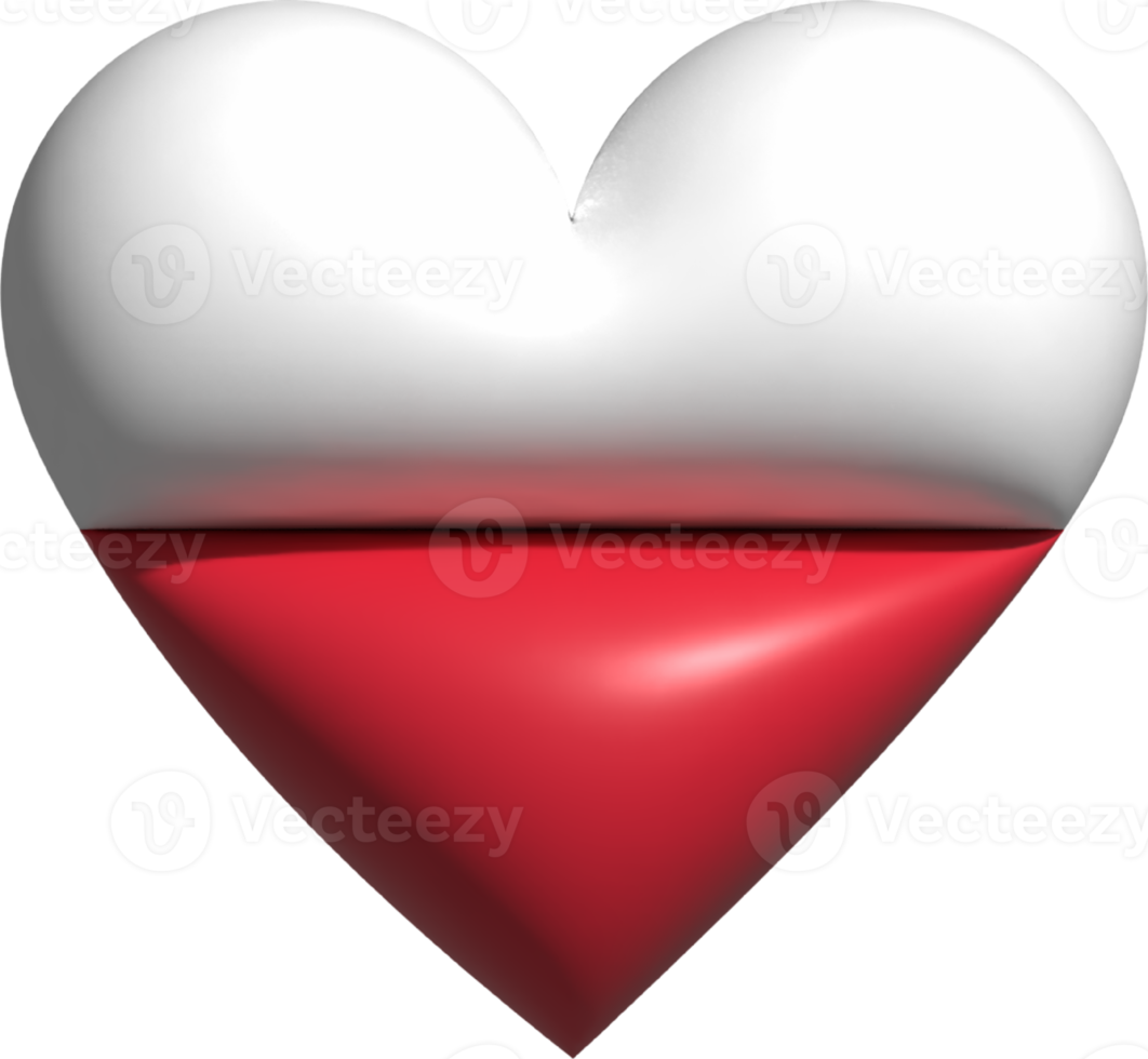 Poland flag heart 3D. png