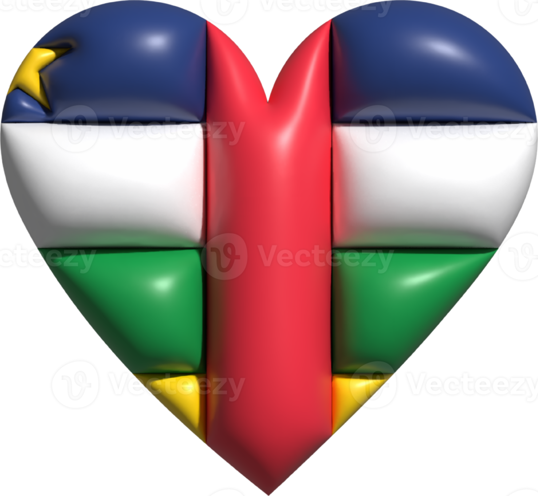 Central African flag heart 3D. png