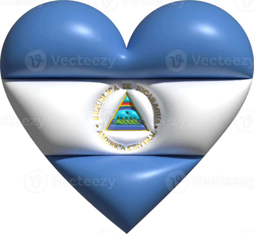 Nicarágua bandeira coração 3d. png