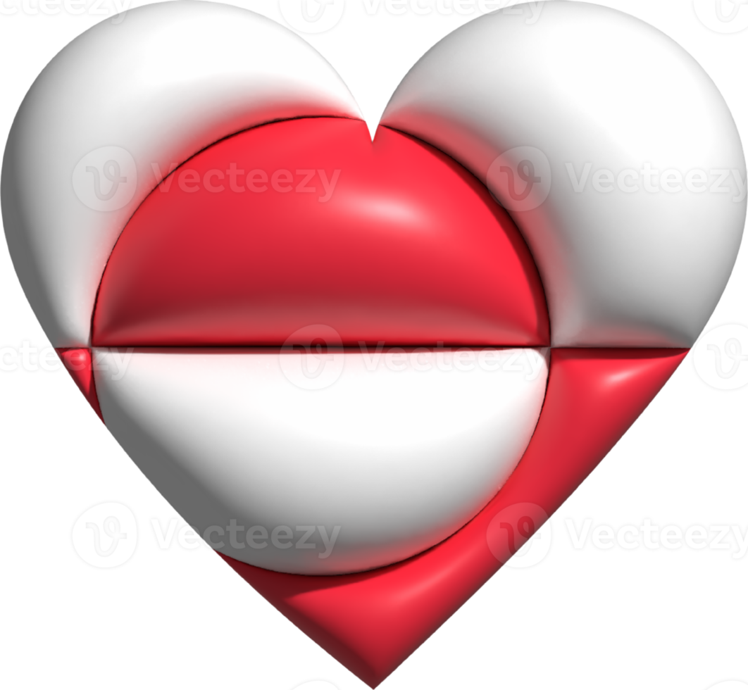 Greenland flag heart 3D. png