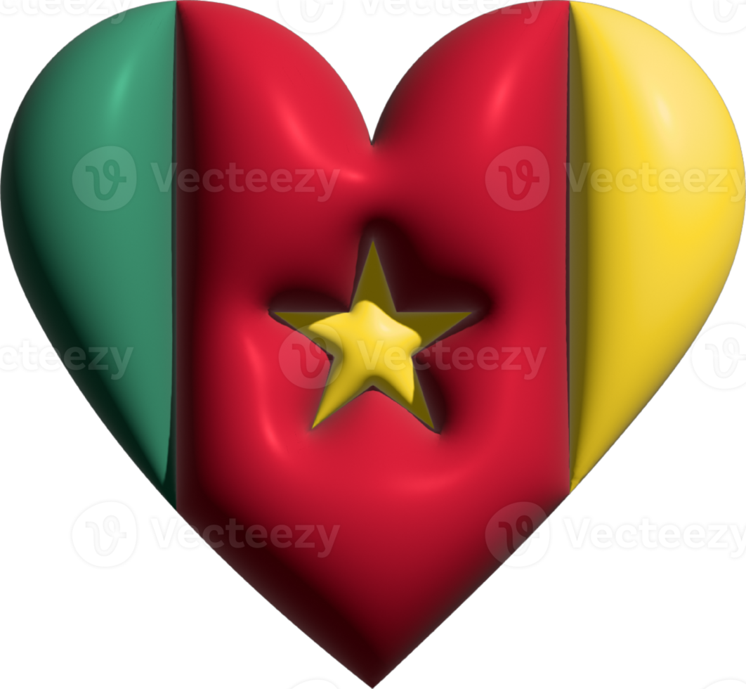 Cameroon flag heart 3D. png
