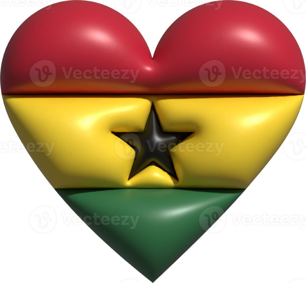 Ghana flag heart 3D. png