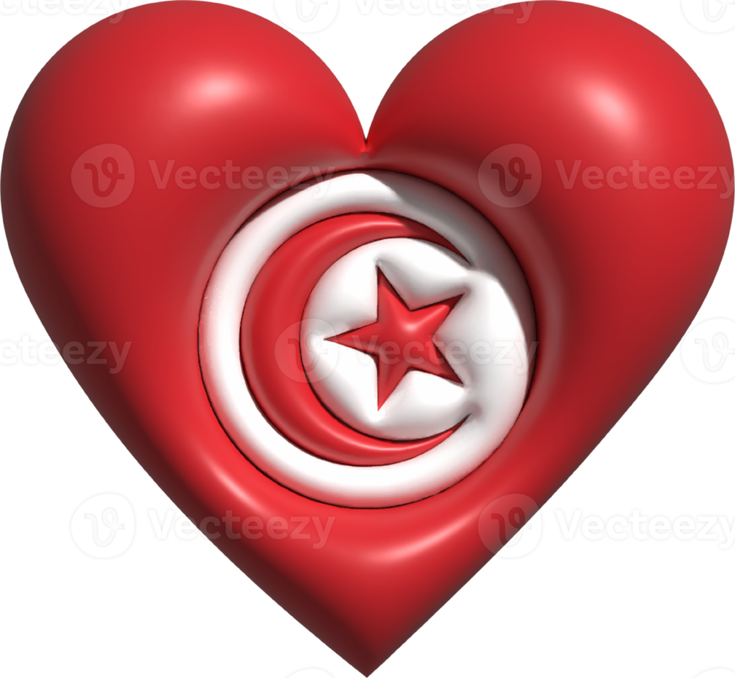 tunisia bandiera cuore 3d. png