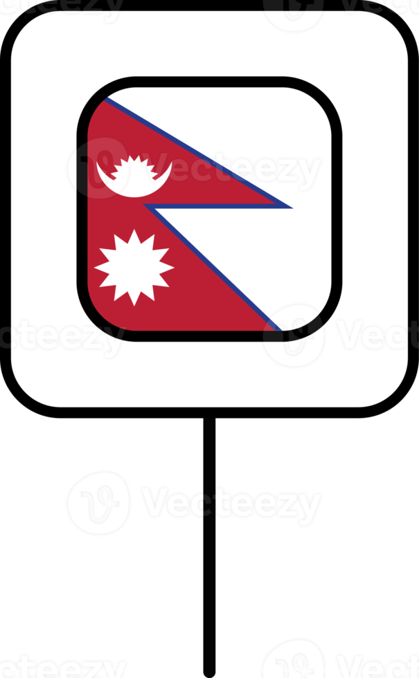 Nepal flag square pin icon. png