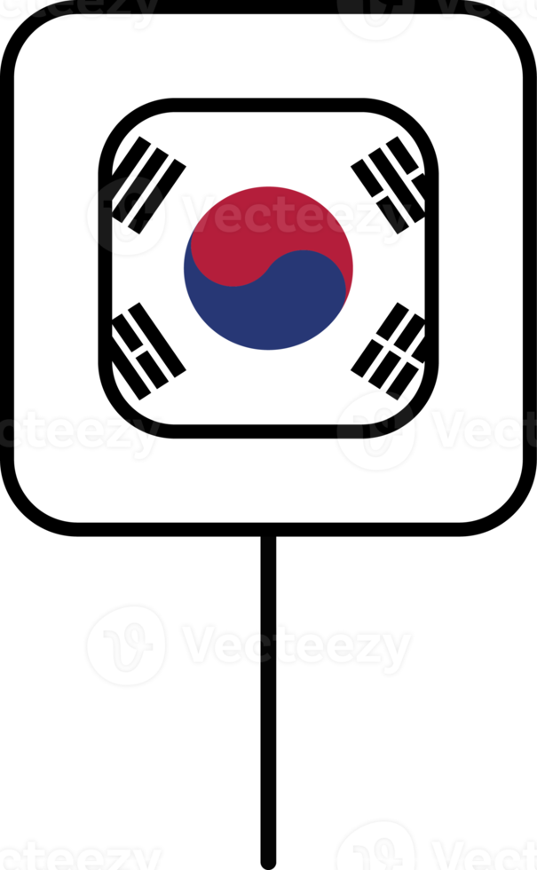 sur Corea bandera cuadrado alfiler icono. png