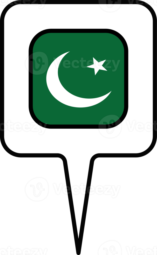 Pakistan Flagge Karte Zeiger Symbol, Platz Design. png
