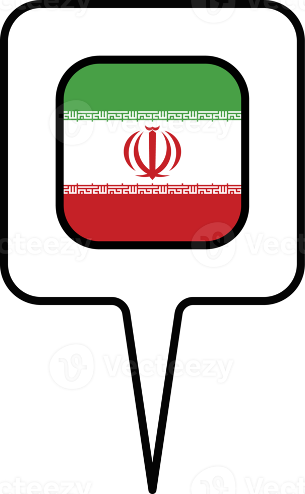 Iran flag Map pointer icon, square design. png