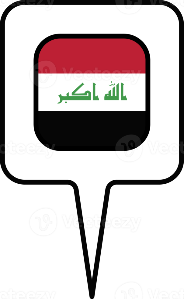 Iraq flag Map pointer icon, square design. png