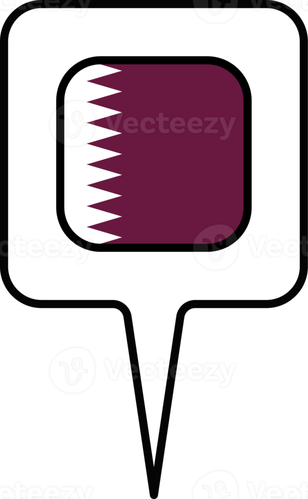 Qatar flag Map pointer icon, square design. png