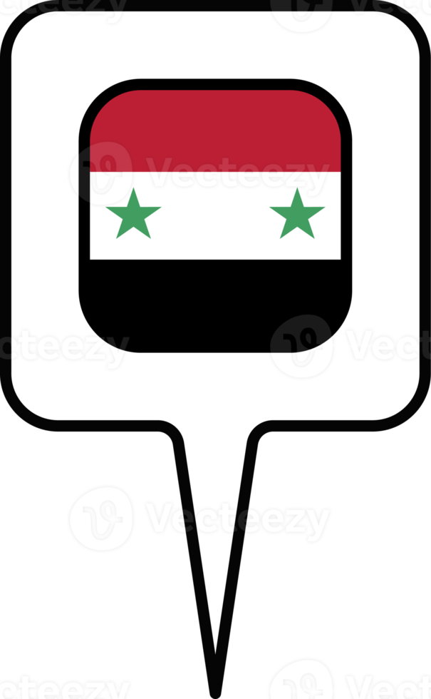 Syrie drapeau carte aiguille icône, carré conception. png