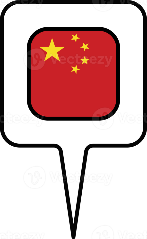 China flag Map pointer icon, square design. png