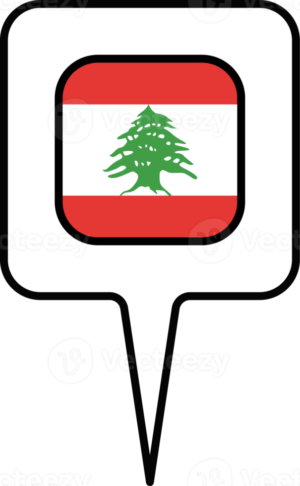 Lebanon flag Map pointer icon, square design. png