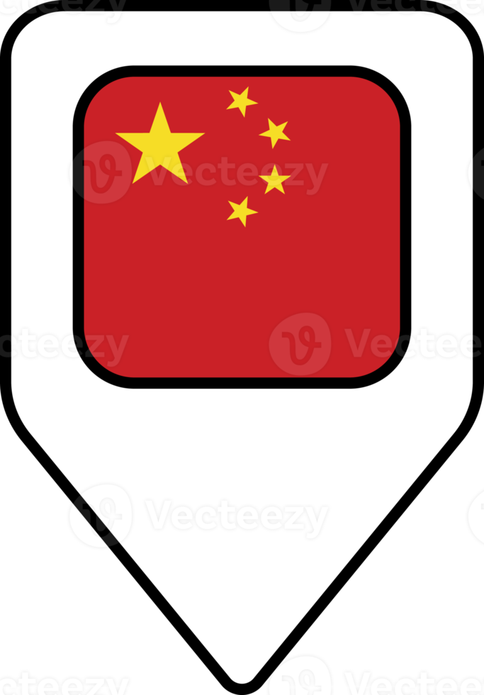 China flag map pin navigation icon, square design. png