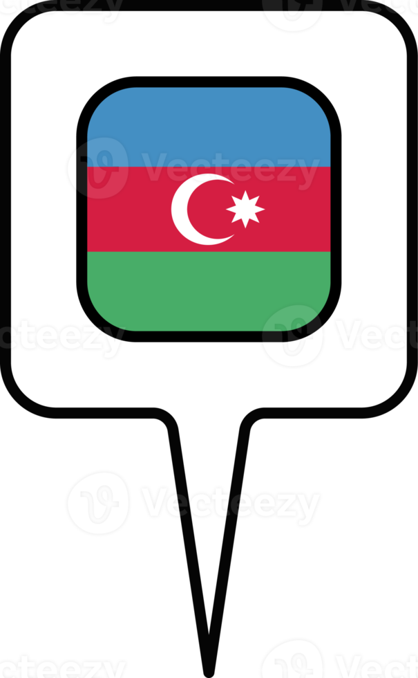 Azerbeidzjan vlag kaart wijzer icoon, plein ontwerp. png