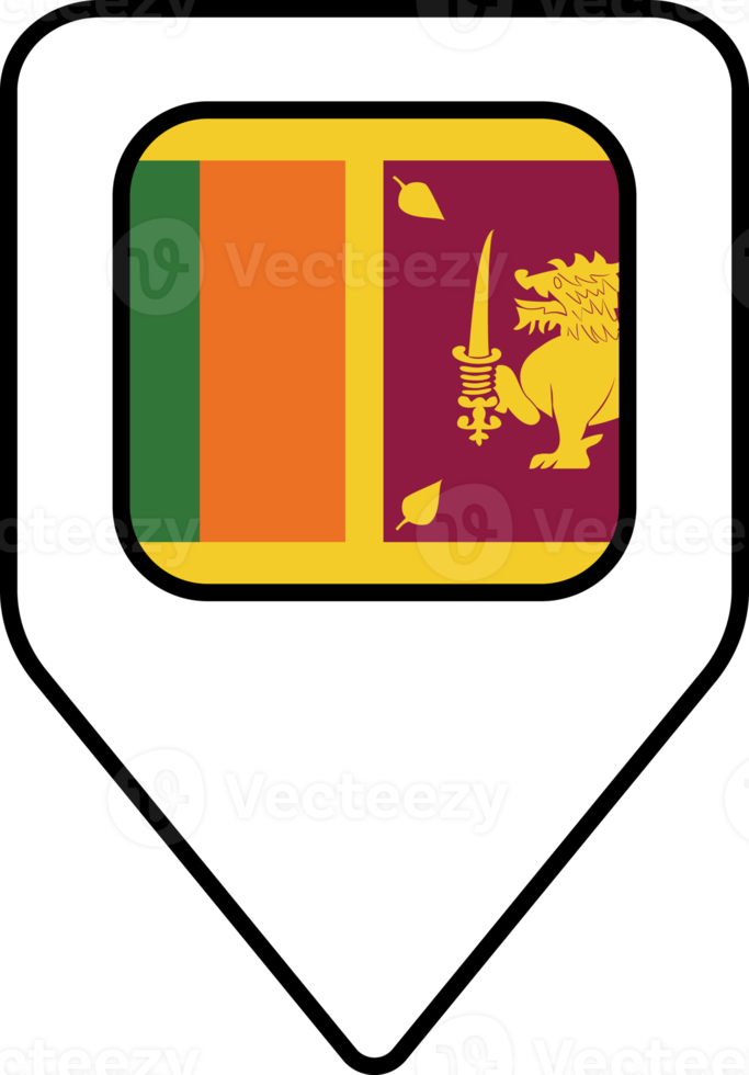 Sri Lanka flag map pin navigation icon, square design. png