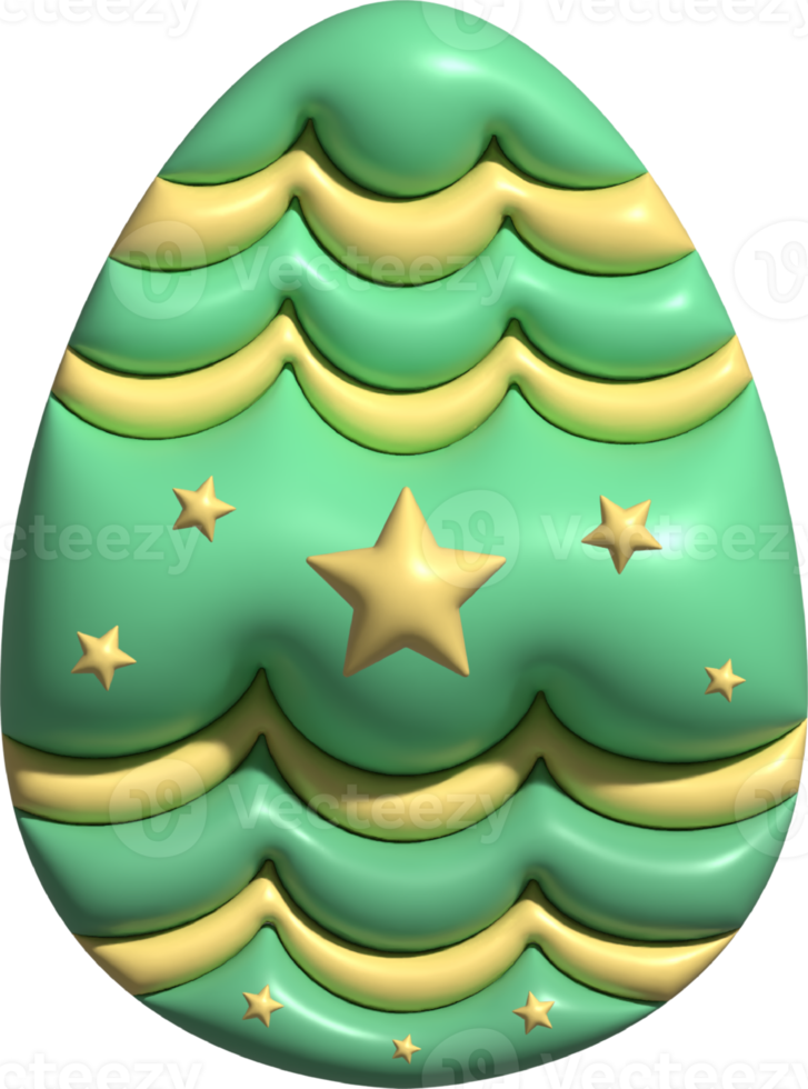 Easter egg 3d green color, Happy Easter Day. png