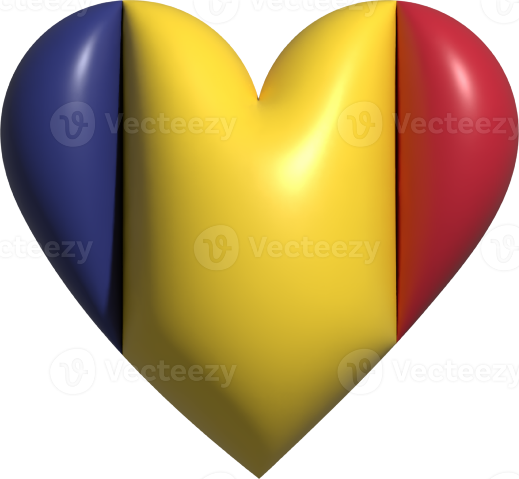 Romania flag heart 3D. png