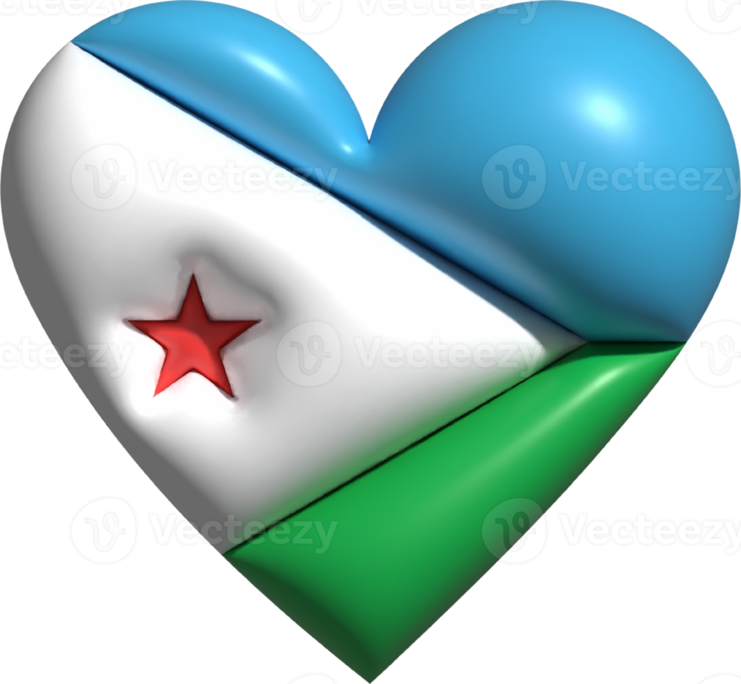 Djibouti flag heart 3D. png